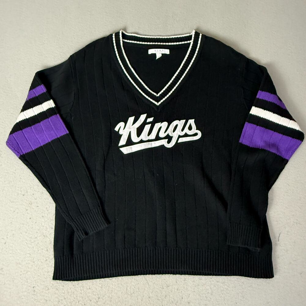 WEAR By Erin Andrews Sacramento Kings Sweater Women L Black Purple Cotton NBA